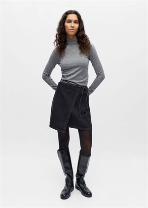 Rosie mw denim short wrap skirt Black Denim Object 